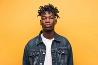 Cool young black man with fashionable clothing style full body on colored background portrait adult individuality.