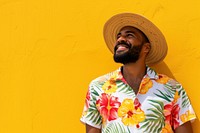 Cool young black man with fashionable clothing style full body on colored background adult smile fun.