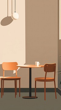 Minimal space coffee shop architecture furniture chair.