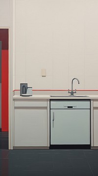 Minimal space kitchen appliance sink architecture.