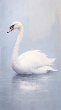 Minimal space white swan painting animal bird.