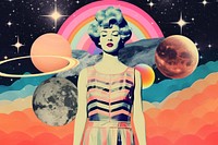 Collage Retro Galaxy teenager dating art astronomy nature.