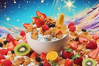 Collage Retro dreamy cereal dessert food bowl.