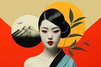 Collage Retro dreamy chinese culture art portrait adult.