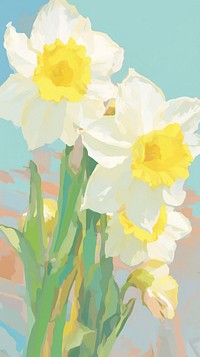  Daffodil painting blossom flower. AI generated Image by rawpixel.