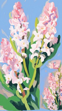  Hyacinth flowers painting blossom plant. AI generated Image by rawpixel.