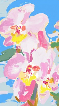  Orchid flowers painting backgrounds abstract. AI generated Image by rawpixel.