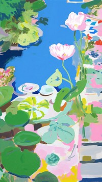  Monet garden painting art pattern. AI generated Image by rawpixel.