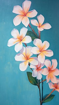  Plumeria flower painting petal plant. AI generated Image by rawpixel.