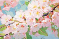  Cherry blossom painting art backgrounds. AI generated Image by rawpixel.