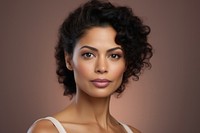 Middle aged multiracial woman wearing natural makeup portrait fashion adult.