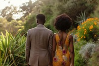 African married couple walking wedding adult.