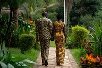 African married couple walking wedding adult.