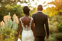 African wedding day couple bride adult back.