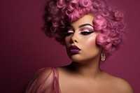 Chubby Multiracial woman wearing glamourous makeup portrait fashion adult.