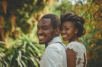 African married couple smiling wedding adult.