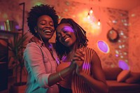 African American female happy gay couple laughing dancing adult.