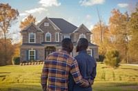 African American gay Couple Buying New Dream House house architecture building.