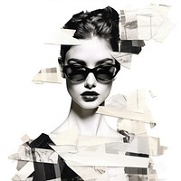 Fashion paper collage sunglasses portrait adult.