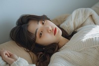 Korean female portrait blanket photo.