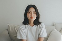 Korean female smiling fashion white.