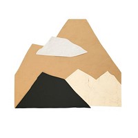 Craft paper collage mountain white background letterbox.