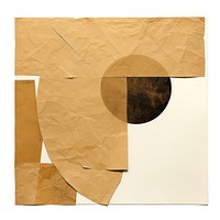 Brown craf paper collage shape art white background.