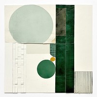 Green craf paper collage art geometric shape letterbox.