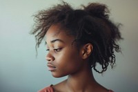 Black teen girl portrait photography sadness.
