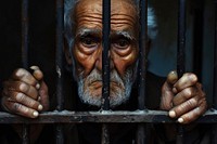 Black old man prison person adult.