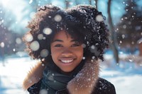 Black people pleased portrait smile snow.