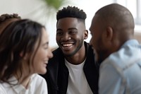 Group of black people laughing talking adult.