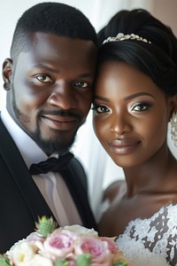 African couple portrait wedding bride.
