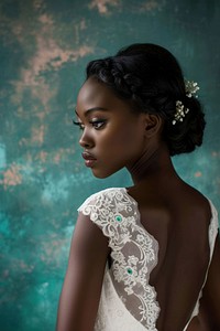 African women portrait wedding dress.