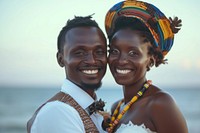 African couple portrait necklace married.