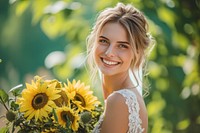 Wedding couple flower sunflower portrait.