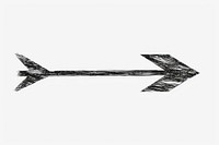 Black scribble arrow symbol line white background.