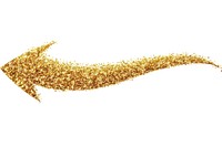 Gold glitter curve arrow white background confetti yellow.