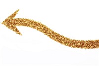 Gold glitter curve arrow white background jewelry yellow.