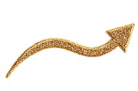 Gold glitter curve arrow line white background accessories.