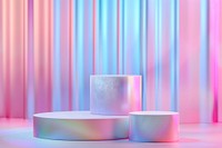 Pastel holographic background lighting decoration cylinder.