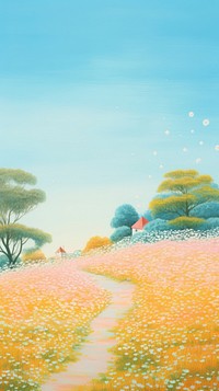  Meadow full of flowers landscape outdoors painting. AI generated Image by rawpixel.