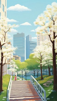  Spring in the city architecture outdoors building. AI generated Image by rawpixel.