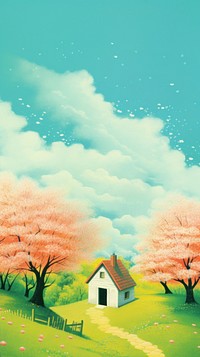  Spring architecture landscape building. AI generated Image by rawpixel.