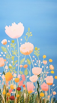 Flowers blooming painting outdoors blossom. AI generated Image by rawpixel.