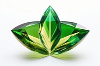 Green leaf gemstone jewelry white background.