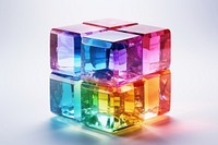 Rainbow cube gemstone crystal toy.