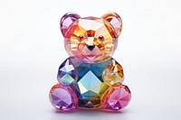 Rainbow cute teddy bear crystal toy white background.