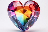 Rainbow heart gemstone jewelry white background.