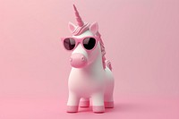 3d render icon of minimalist cartoon unicorn sunglasses mammal animal.